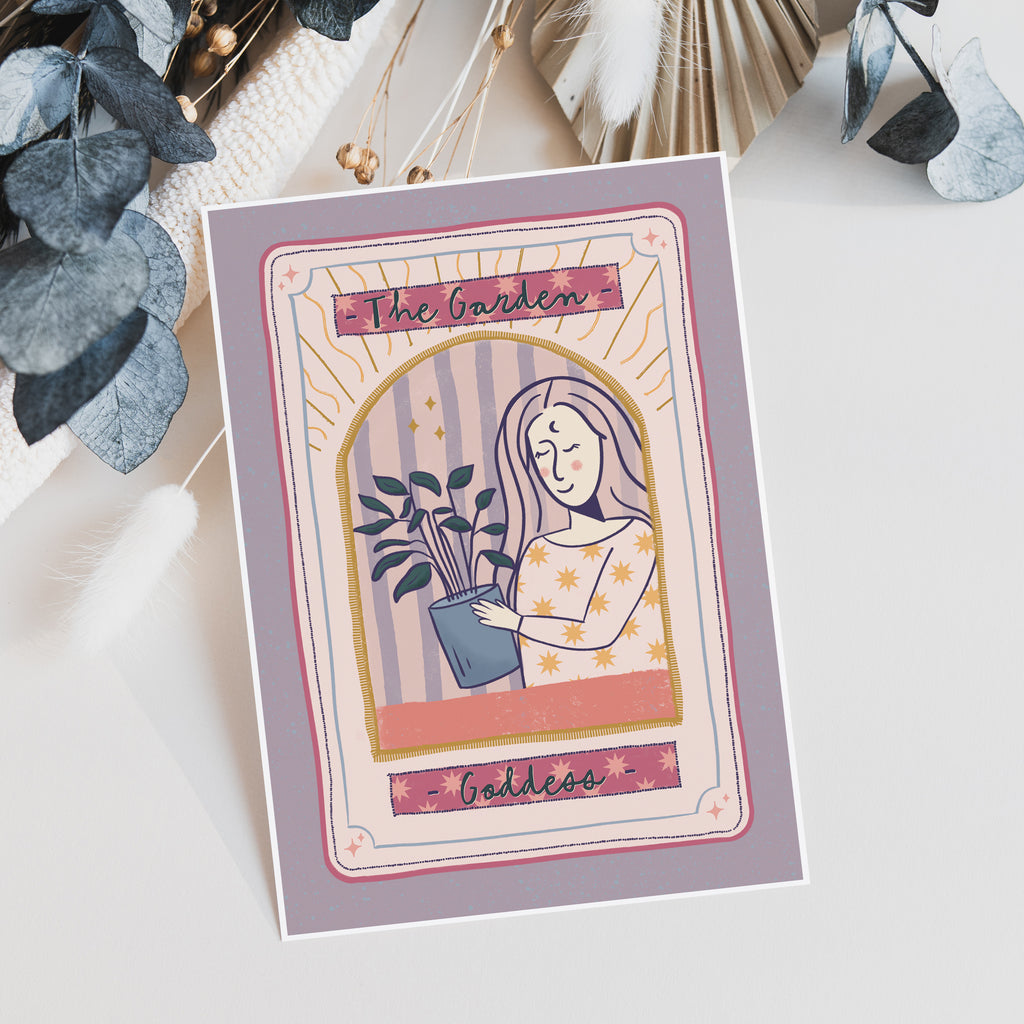 The Garden Goddess Tarot Style Birthday Card