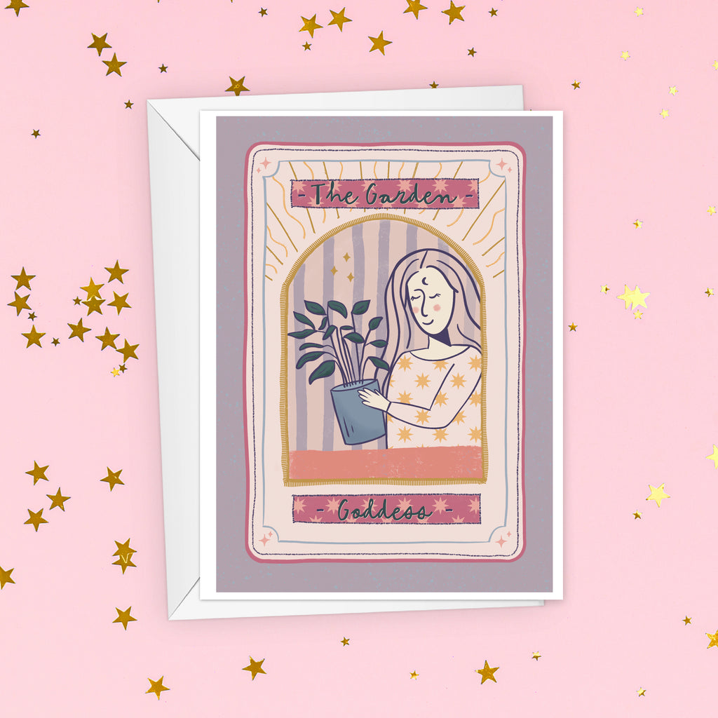 The Garden Goddess Tarot Style Birthday Card