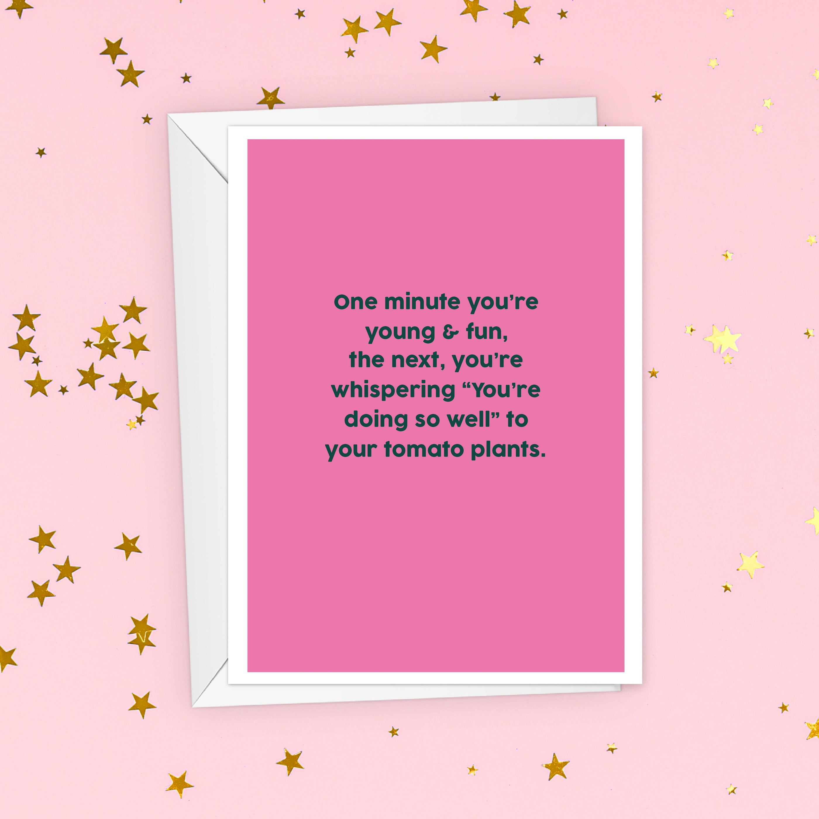 Young & Fun Tomato Plants Funny Birthday Card